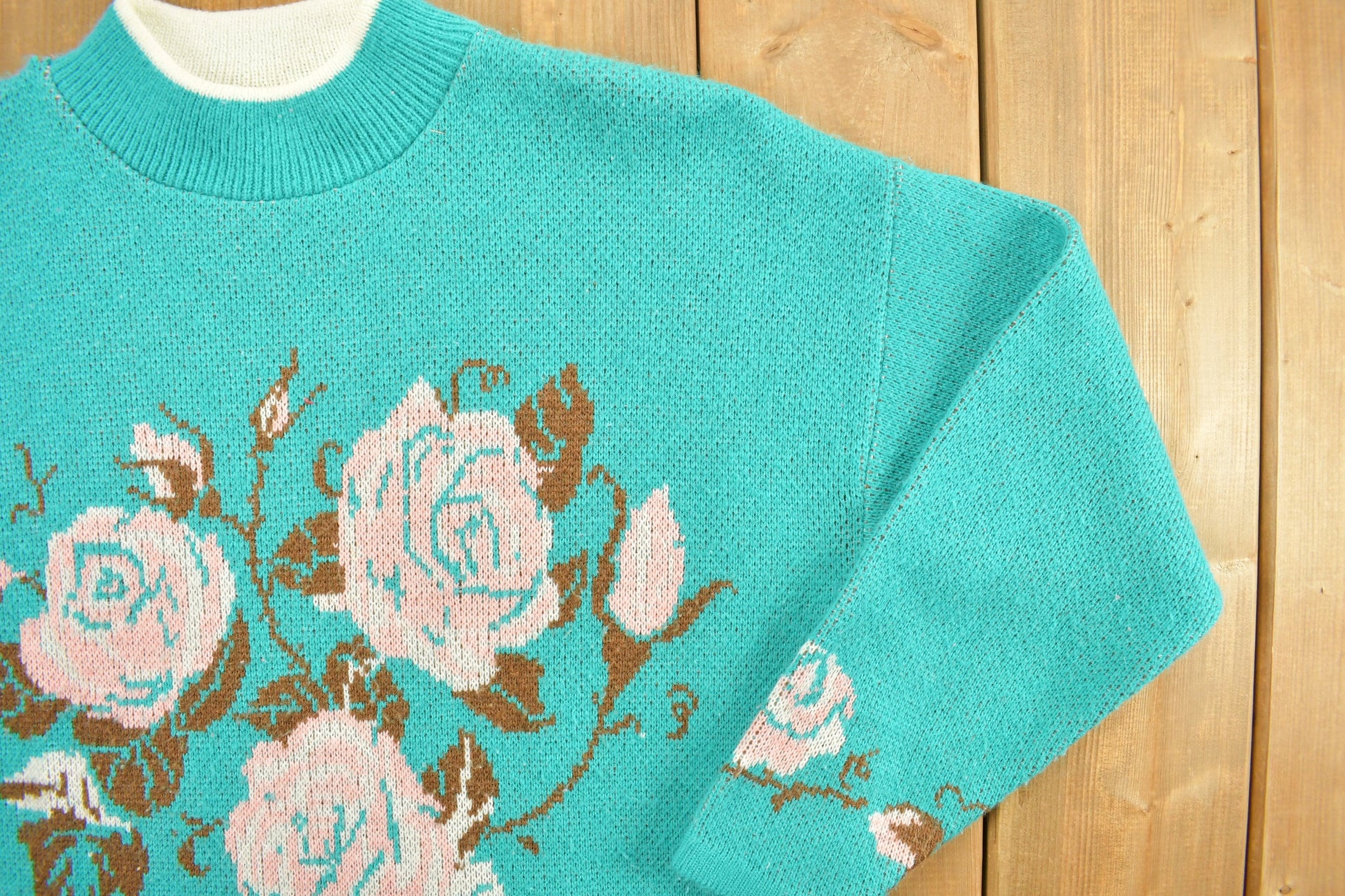 Vintage 1990s Ashleigh Morgan Women Floral Knit Sweater /