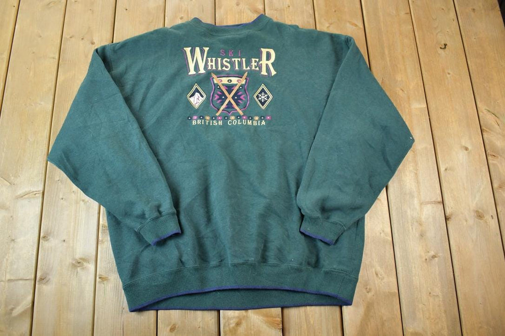 Vintage 1990s Ski Whistler British Columbia Souvenir Heavyweight Crewneck Sweatshirt