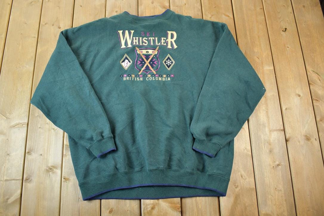 Vintage 1990s Ski Whistler British Columbia Souvenir Heavyweight Crewneck Sweatshirt