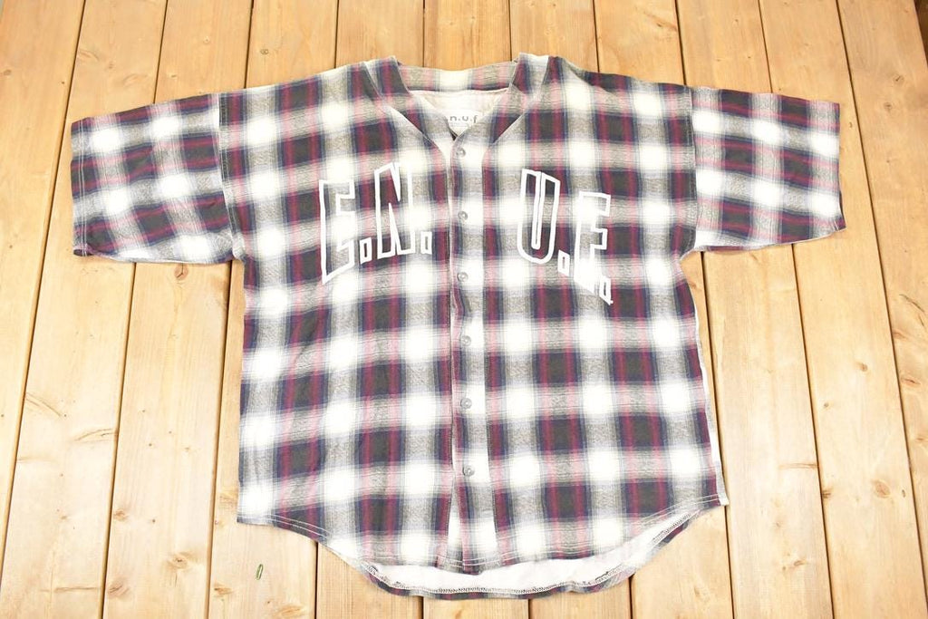 Vintage 1990s UNUF Plaid Button Up Souvenir T-Shirt Men's XL