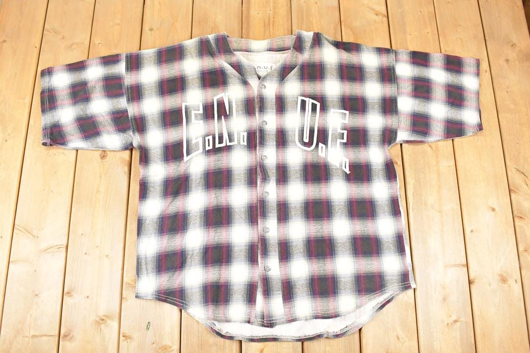 Vintage 1990s UNUF Plaid Button Up Souvenir T-Shirt Men's XL