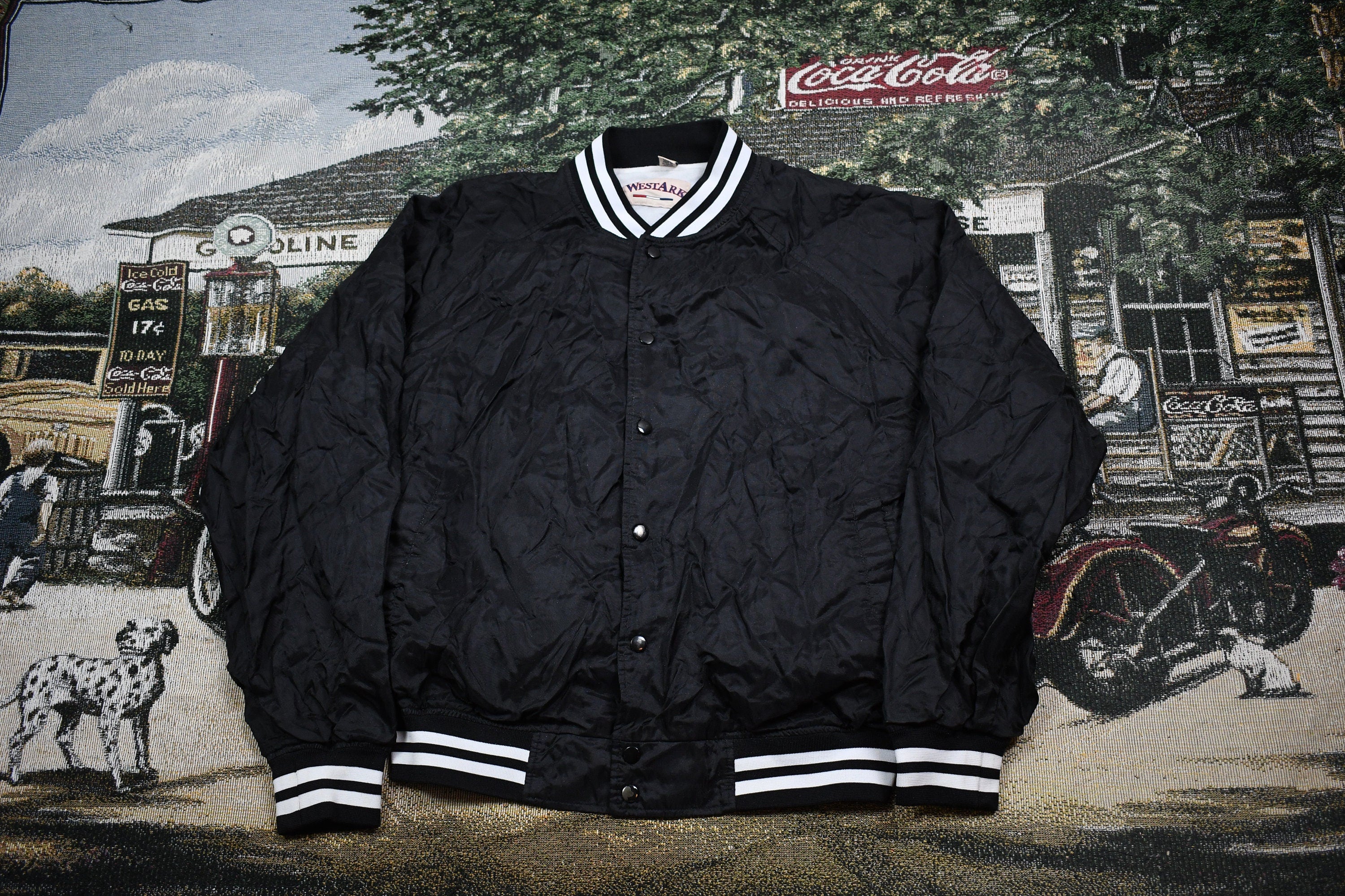 Vintage 1980s Earl's Bar Satin Bomber Windbreaker
