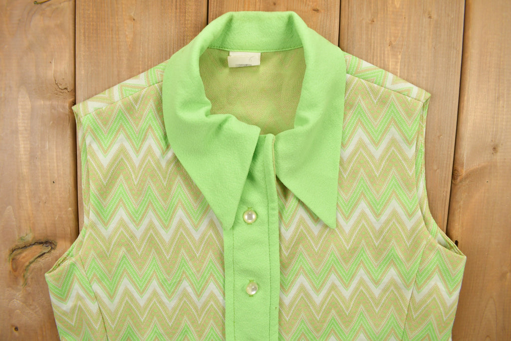 Vintage 1980s Women's Green Blouse Vest Shirt