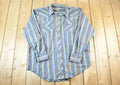 Vintage 1990s Plainsman For The Tall Man Striped Button Up Shirt Mens XL