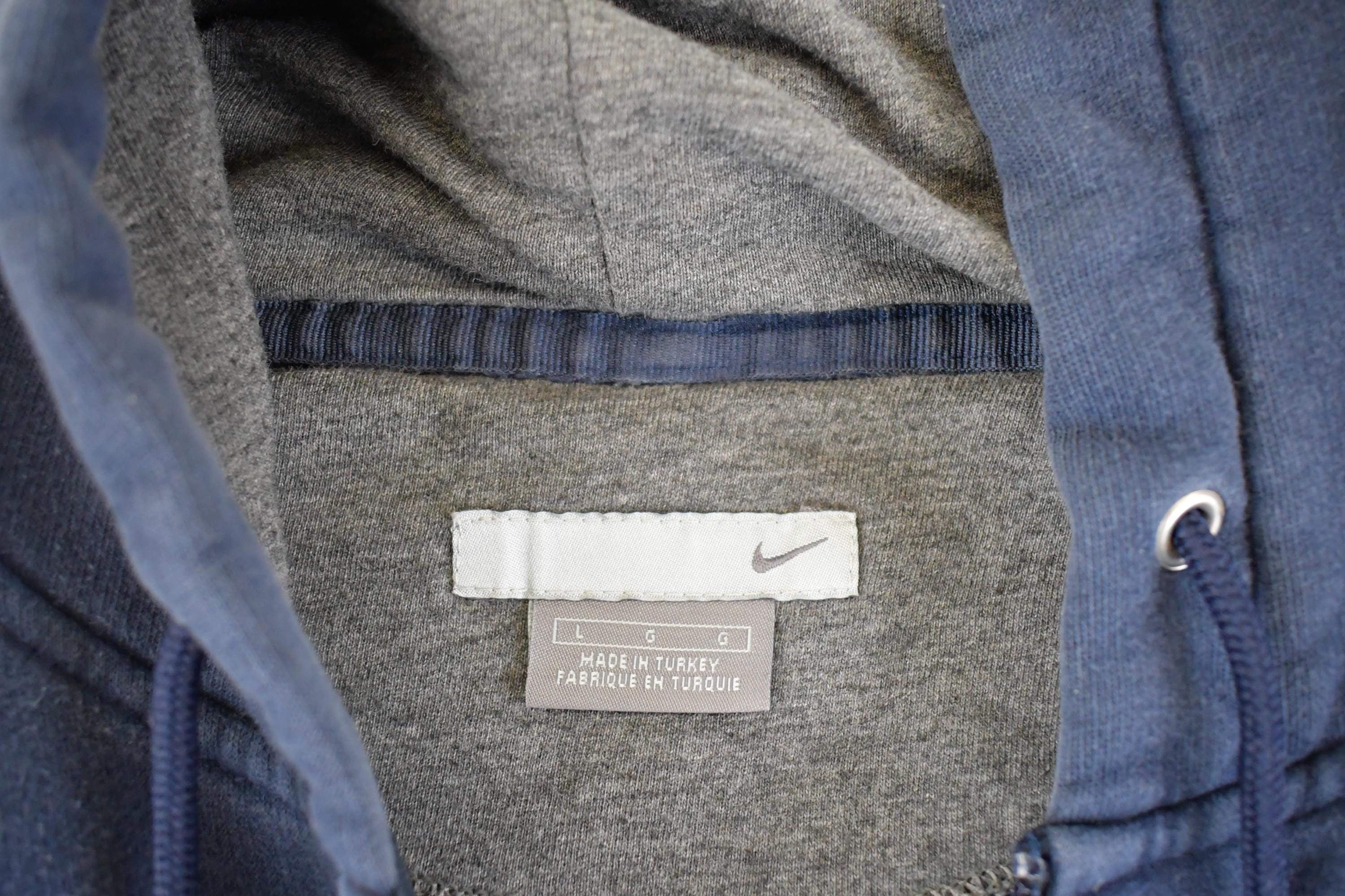 Vintage Y2K Nike Hoodie Full Zip Sweatshirt Men's XL / Swoosh Logo / Minimalist / Made in USA / 90s Nike Sweater