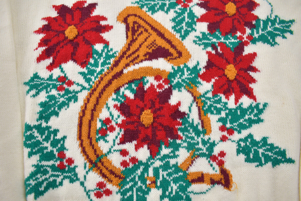 Vintage 1990s Southern Lady Flowers Tuba Knitted Sweater