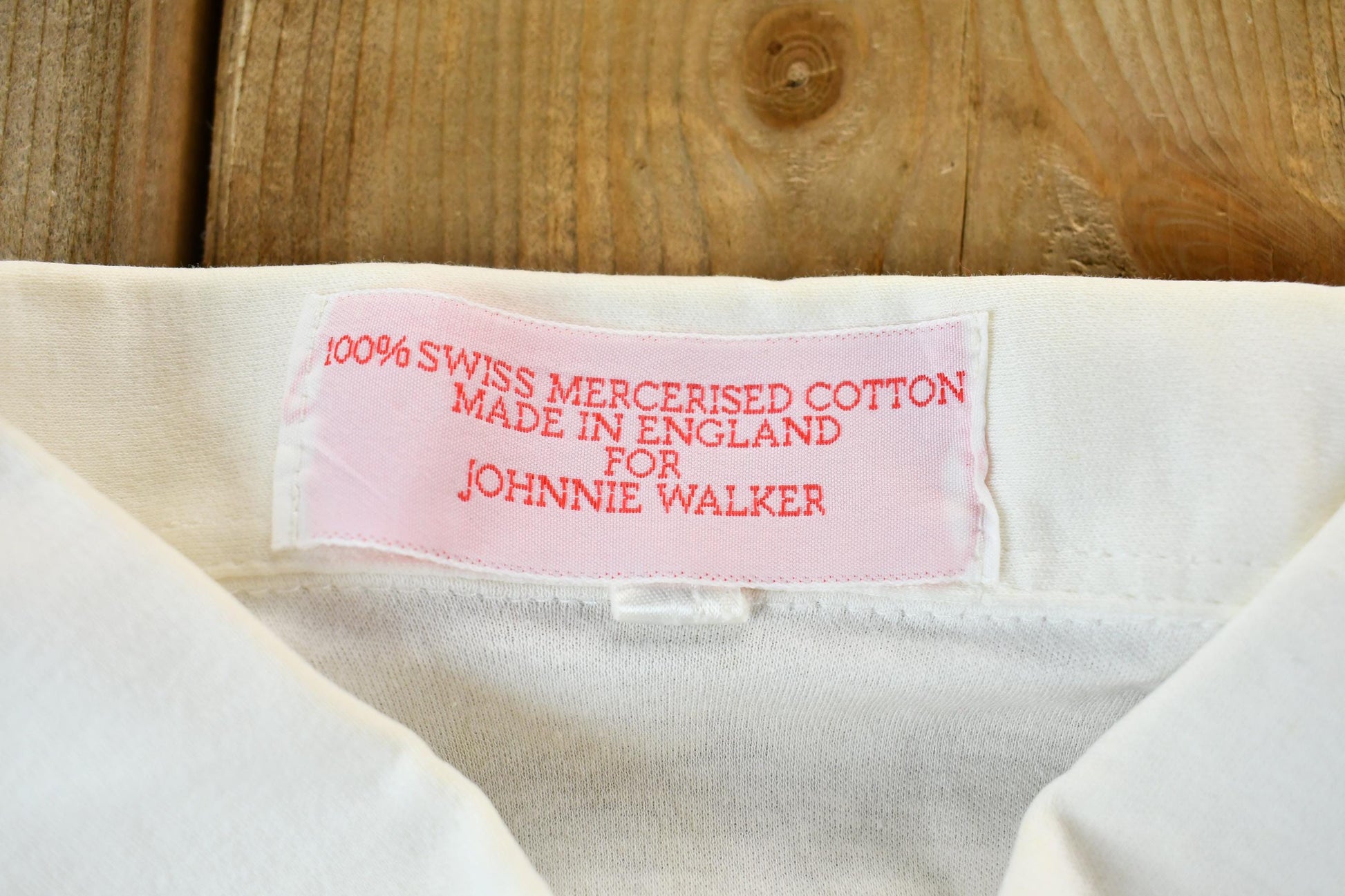 Vintage 1980s Johnnie Walker White Golf Logo Polo Shirt