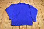 Vintage 1980s Yellow Rose Knitted Crewneck Sweater With Chest Pocket /