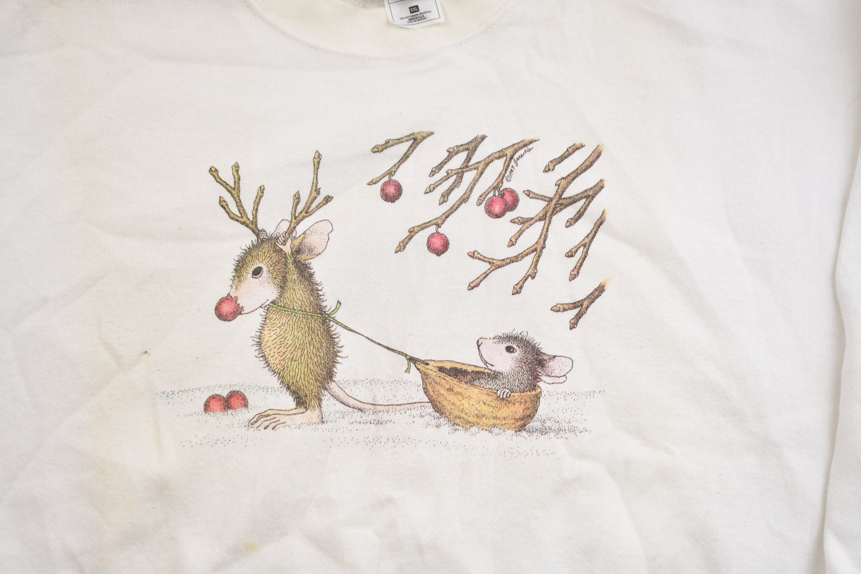 Vintage 1990s Rudolph Mouse Reindeer Cute Christmas Sweater
