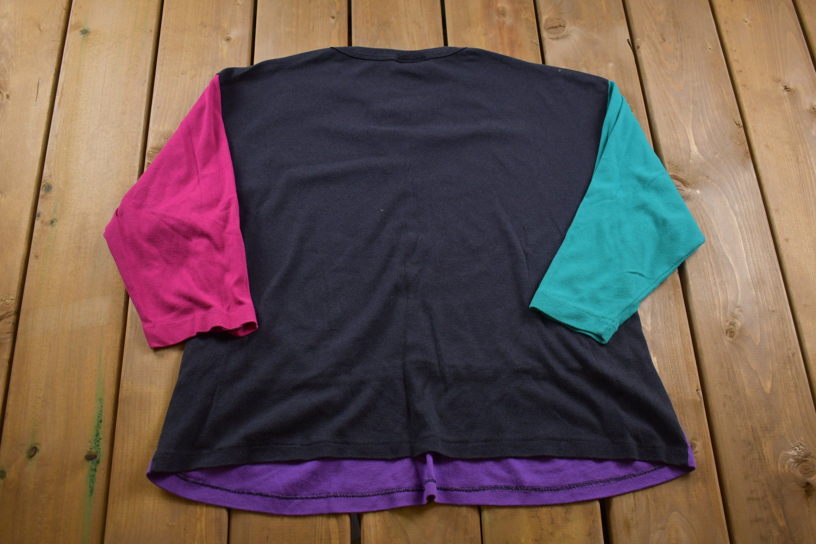Vintage 1990s Wentworth Color Block Graphic Long Sleeve Shirt