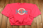 Vintage 1980s Hot Pink Fin N' Feather Graphic Batwing Sleeve Lightweight Sweatshirt