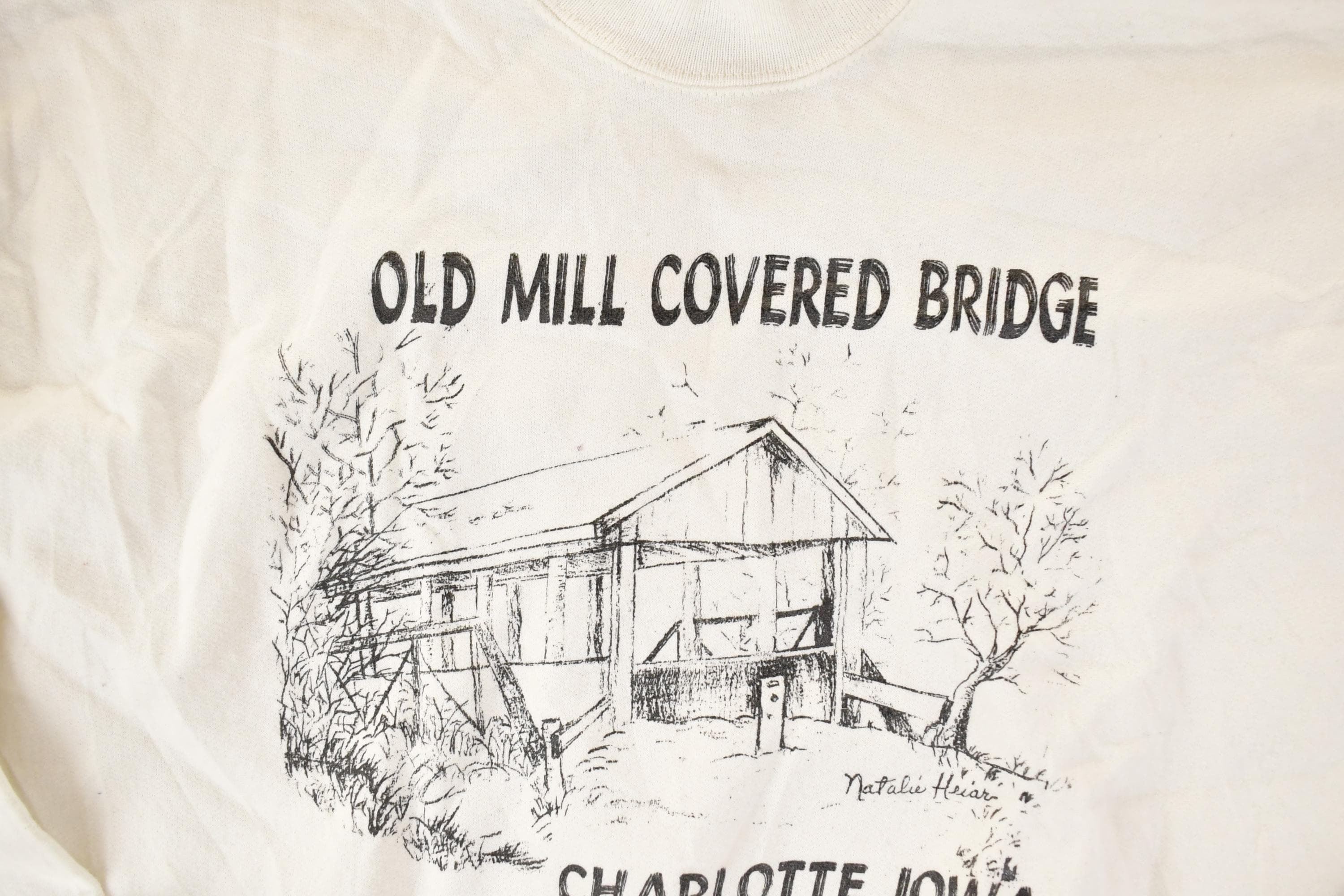 Vintage 1990s Old Mill Covered Bridge Crewneck Sweatshirt Men's M