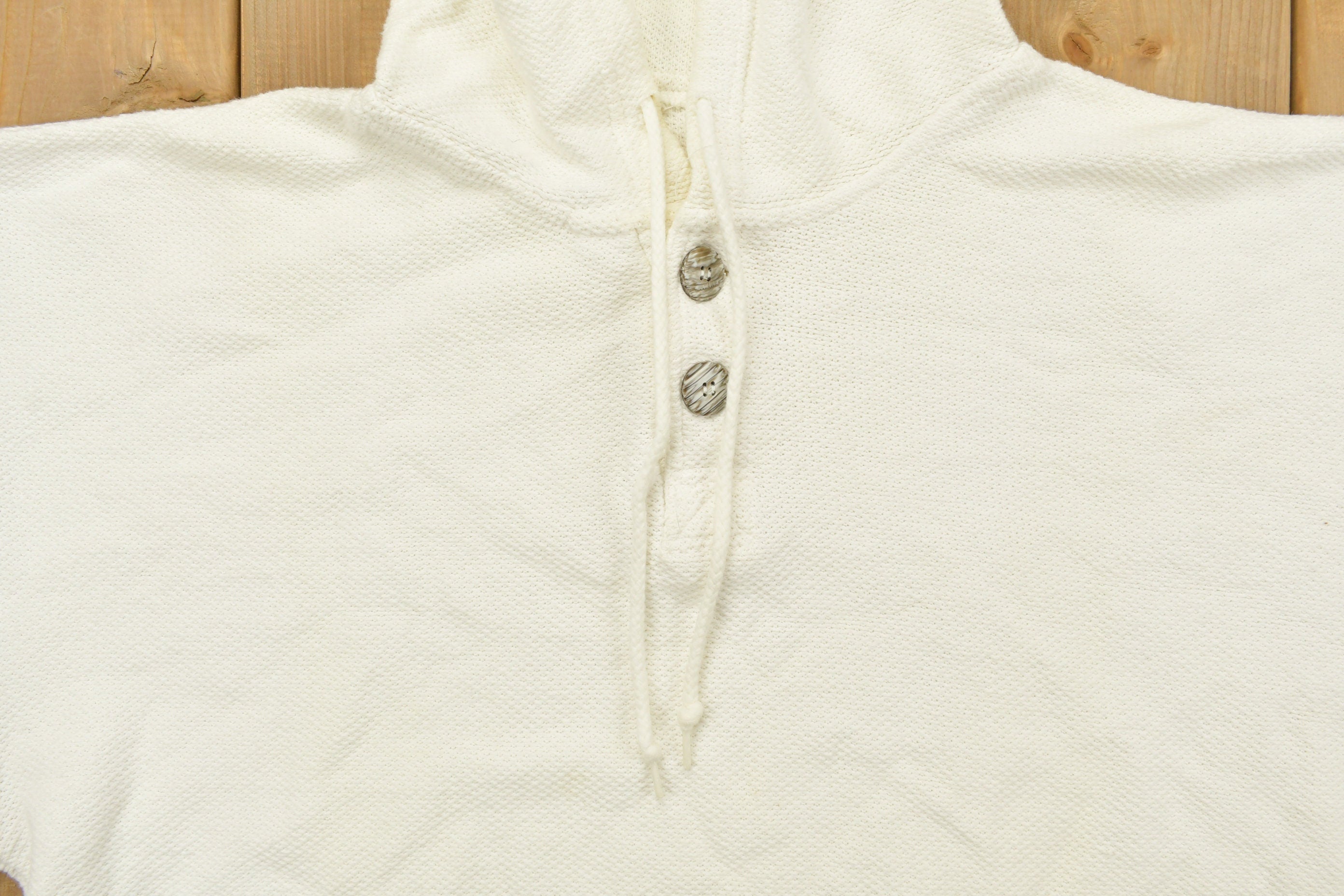 Vintage 1990s Blank White Button Hoodie