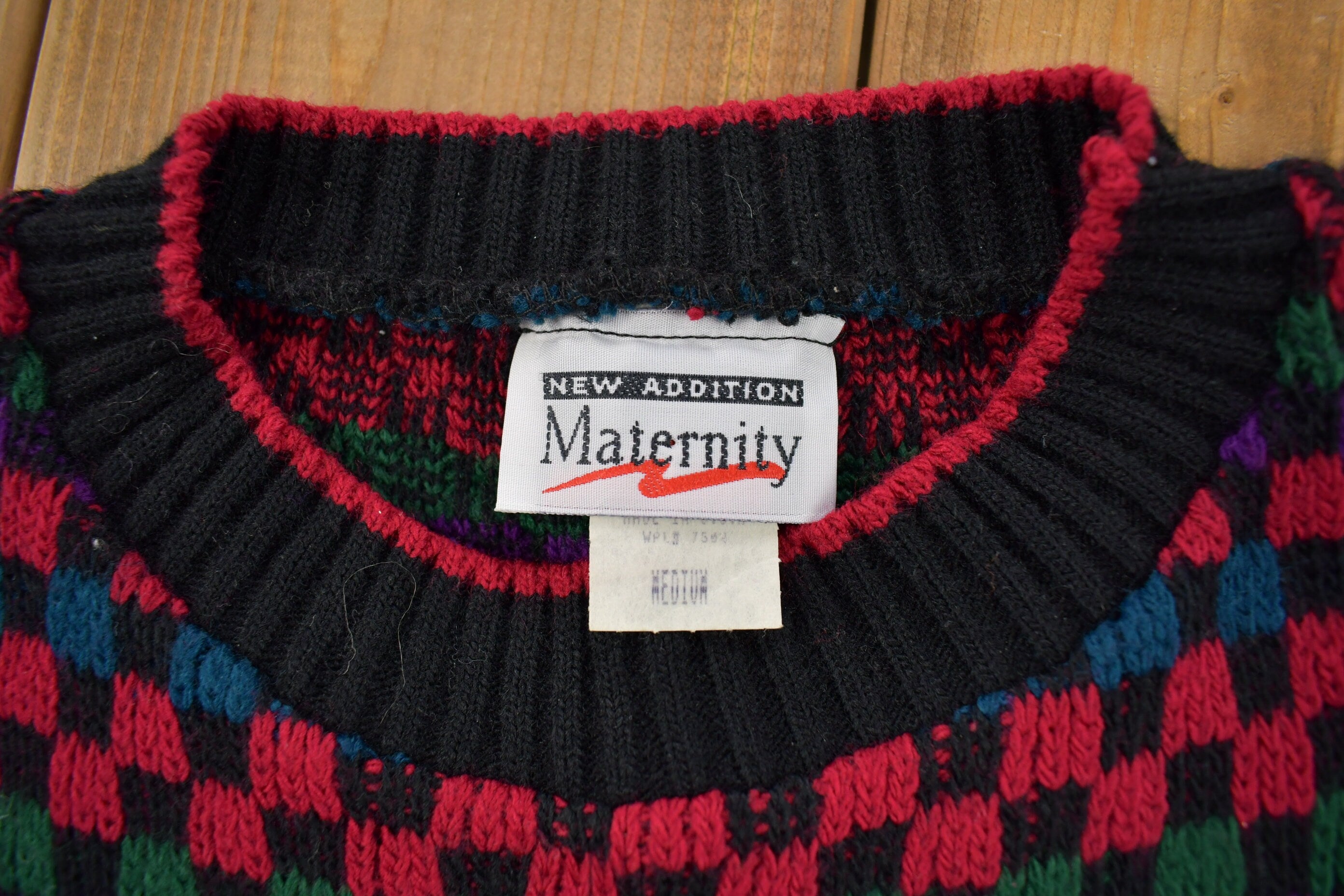 Vintage 1990s Abstract Pattern Knitted Crewneck Sweater