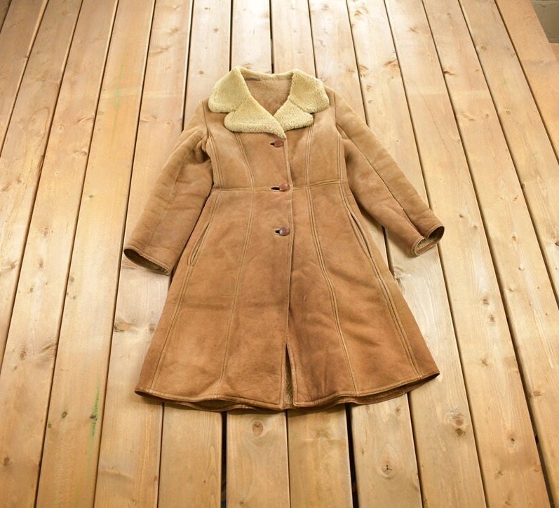 Vintage 1980s English Lady Shearling Leather Coat