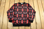 Vintage 1990s Abstract Pattern Knit Crewneck Sweater Men's Small /