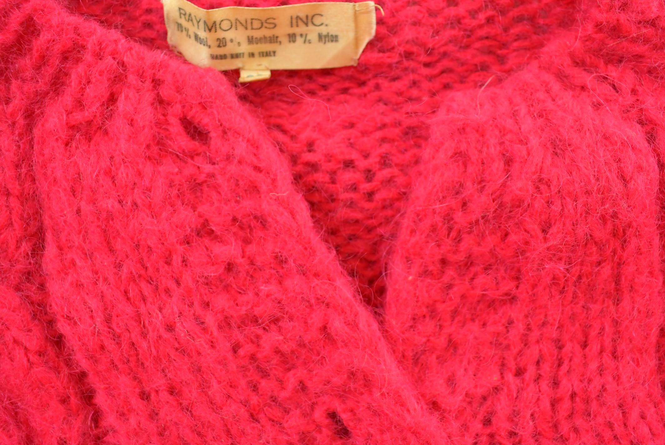 Vintage 1960s Mohair Wool Blend Cable Knit Cardigan Sweater Women's M
