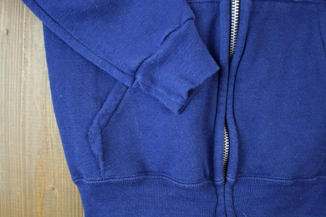 Vintage 1990s Navy Full Zip Hoodie / 90s Hoodie / Vintage Sweater / Color Block /
