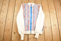 Vintage 1990s Knitted Sleeve Floral Patchwork Bomber Style Cardigan Sweater