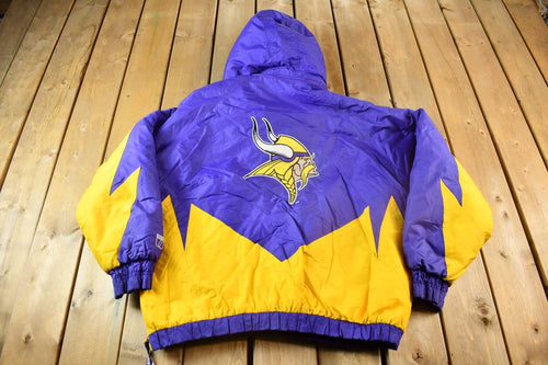 Vintage 1990s Minnesota Vikings NFL Gameday Logo 7 Quarter Zip Jacket / Color Block / Sportswear / Embroidered / Size XL