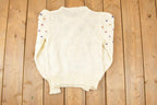 Vintage 1990s Organically Grown Knit Crewneck Sweater Women's S / 90s Knitted Sweatshirt / Vintage Preppy Knits