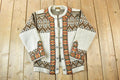 Vintage 1990s North Cape 100% Wool Knit Abstract Pattern Button Clasp Crewneck Sweater