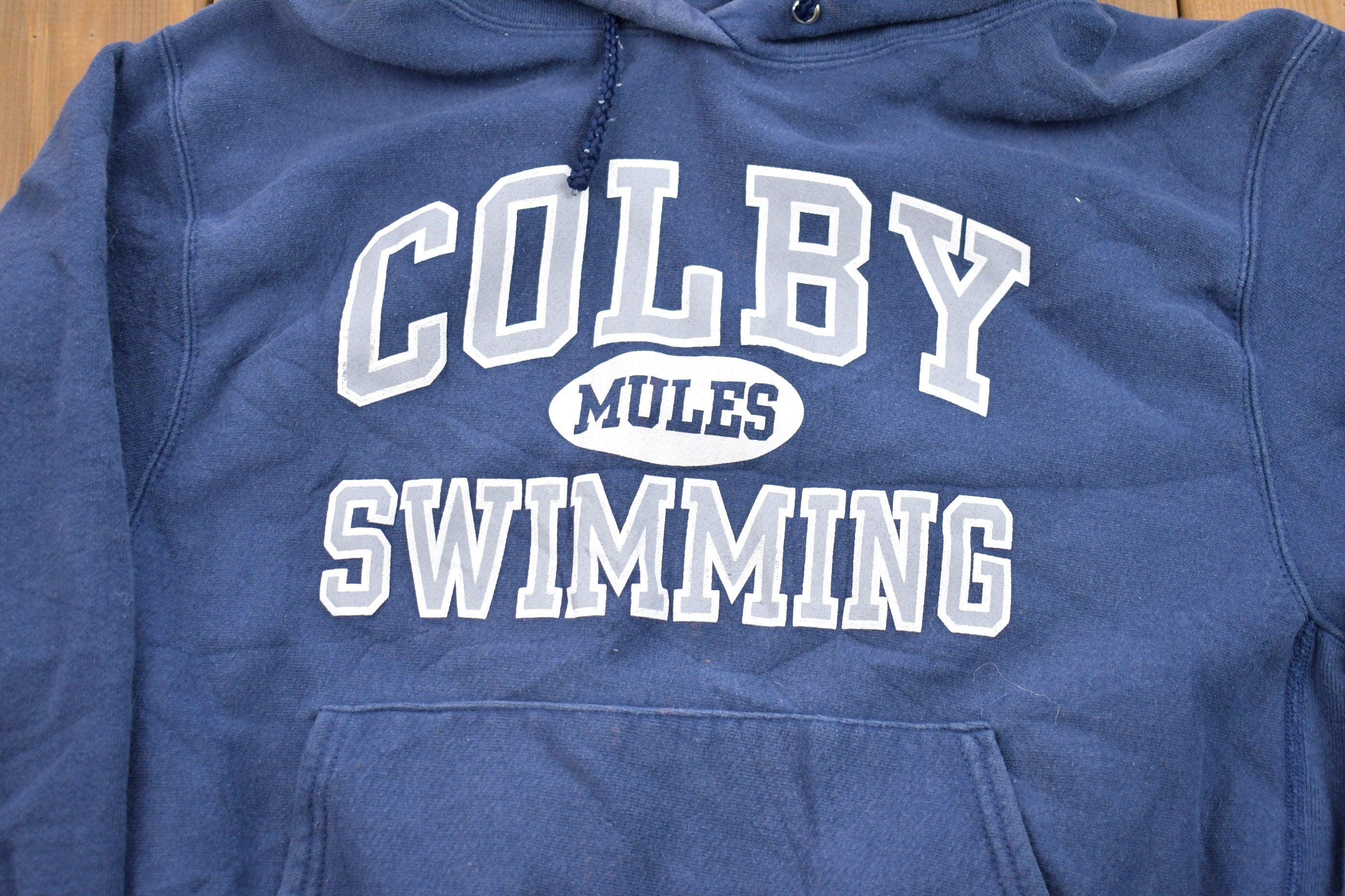 Vintage 1990s Eagle Colby Swimming Graphic Hoodie  90s Hoodie  Vintage Sweater  Made In USA  Color Block  Vintage Eagle