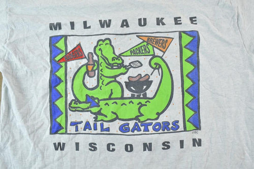 Vintage 1990s Milwaukee Tailgators Single Stitch Cartoon T-Shirt / 90s Vintage Souvenir Tee / Rare Vacation Tee / Summer Shirt Made In USA