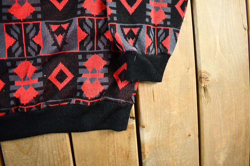 Vintage 1990s Abstract Pattern Knit Crewneck Sweater Men's Small /