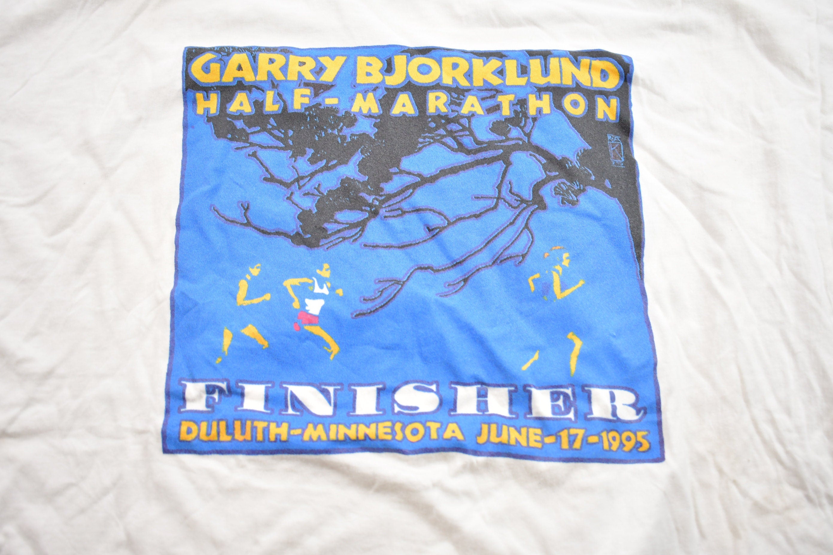 Vintage 1995 Garry Bjorklund Half Marathon Finisher Graphic T-Shirt