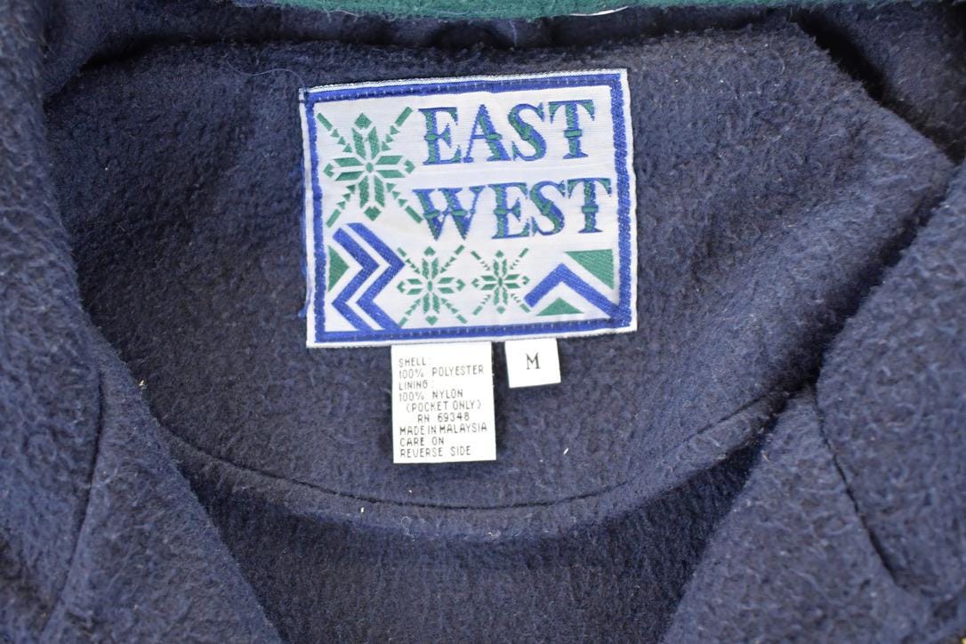 Vintage 1990s East West Aztec AOP Fleece Outdoorsman Hooded Sweater Mens XL / 90s Winter Sweatshirt / Fleece Hiking Zip up