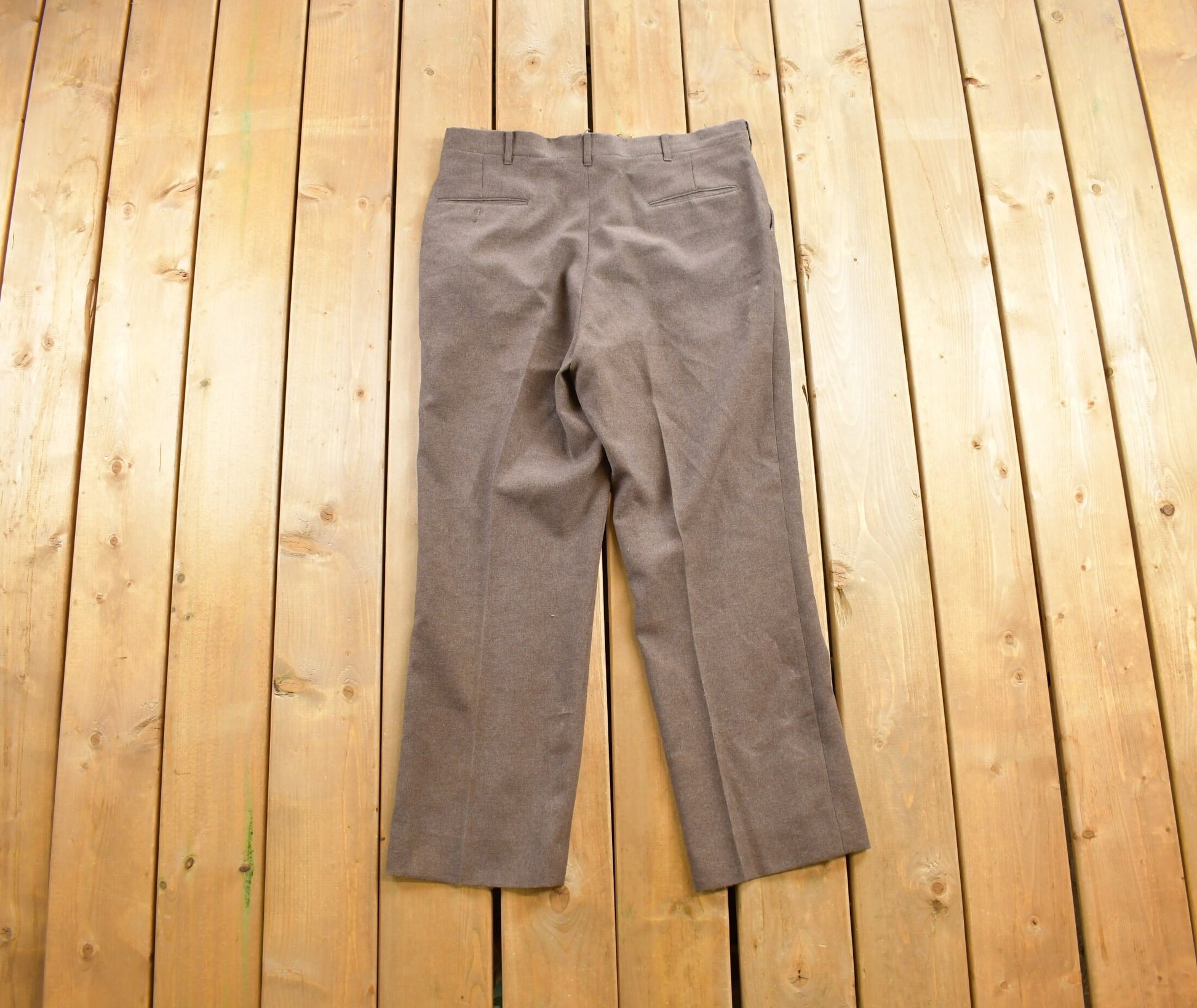 Vintage 1960's Brown Wool Trousers Size 36x28  1960s Wool Pants  Streetwear  True Vintage  Vintage Workwear  Wool Pants