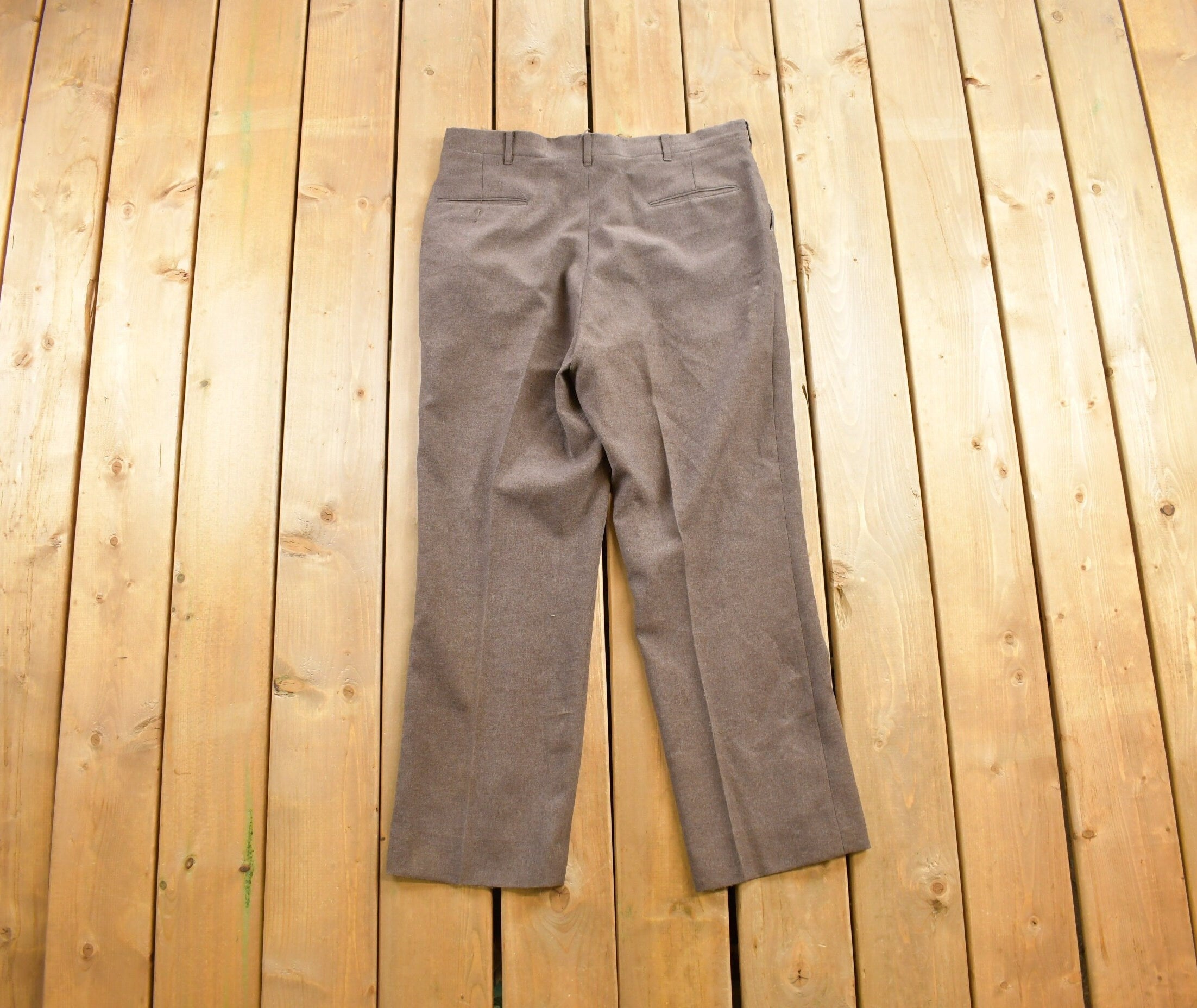 Vintage 1960's Brown Wool Trousers Size 36x28  1960s Wool Pants  Streetwear  True Vintage  Vintage Workwear  Wool Pants