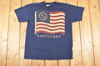 Vintage 1990s Nantucket Souvenir Flag Travel T-Shirt Men's M