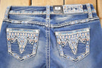 Vintage Deadstock Y2K Grace In LA Hippy Embroidered Bootcut Low Rise Skinny Jeans Women's Size 27 x 32