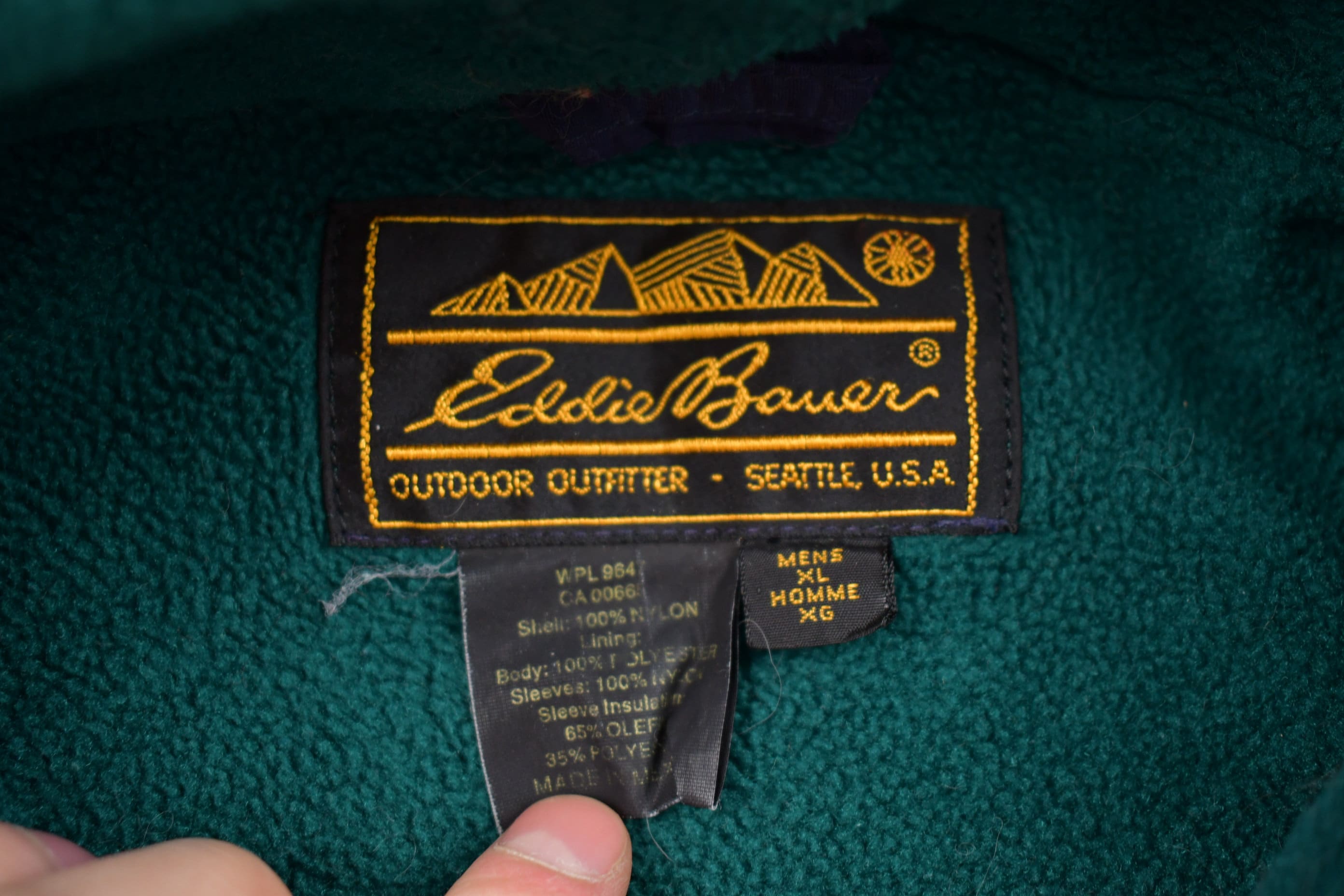 Vintage 1990s Eddie Bauer Full Zip Fleece Windbreaker Jacket