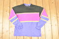 Vintage 1990s Lands End Big Striped Double Collar Crewneck Sweatshirt Women's L