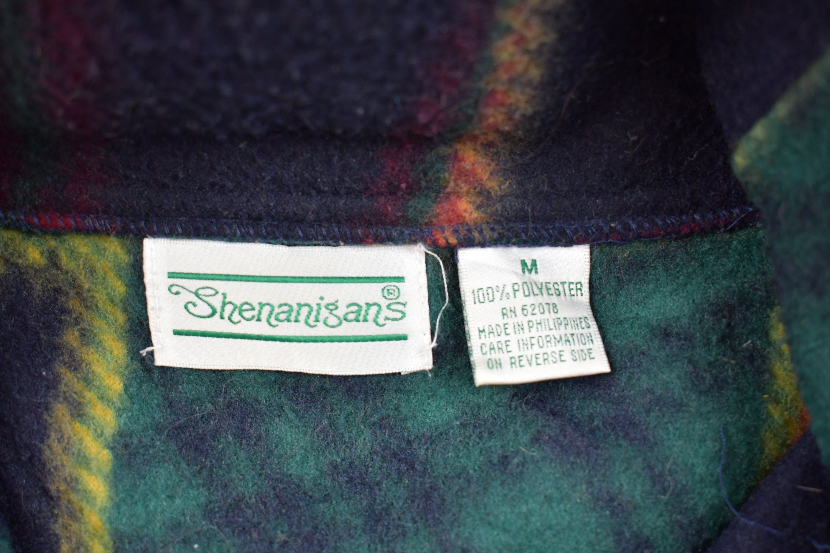 Vintage 1990s Shenanigans Checkered Quarter Zip Fleece Sweater