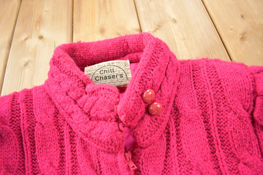 Vintage 1980s Chill Chasers 3D Pink Cable Knit Sweater
