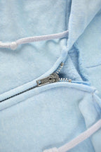 Vintage 1990s Blank Light Blue Zip Up Hoodie
