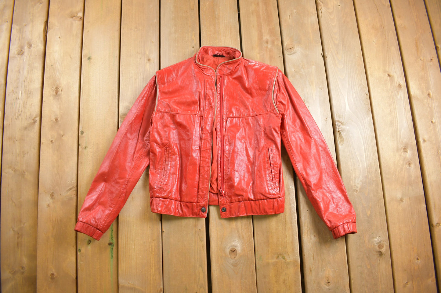 Vintage 1970s Marco Morani Red Leather Jacket / Fall Outerwear / Leather Coat / Racer / Streetwear Fashion / Made in Argentina /