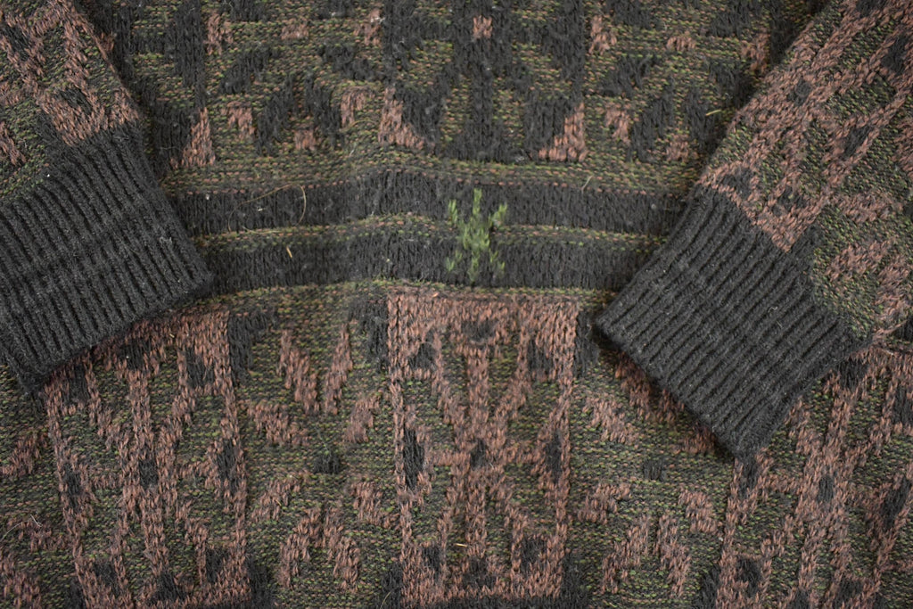 Vintage 1990s Jantzen Knit Crewneck Sweater Men's M / 90's Abstract Pattern 3D Knitted Sweatshirt