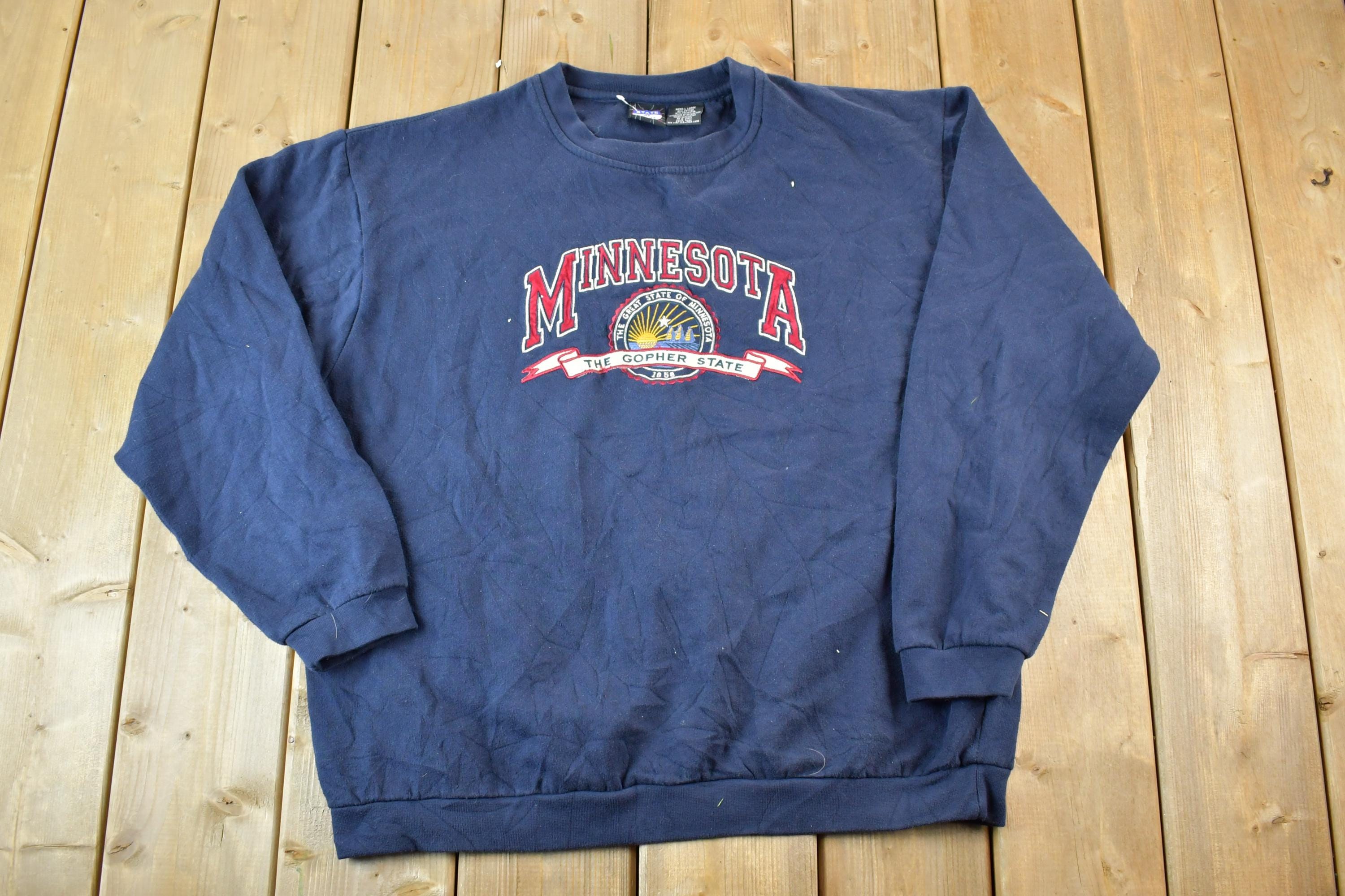 Vintage 1990s Minnesota Embroidered Gopher State Souvenir Crewneck Sweatshirt
