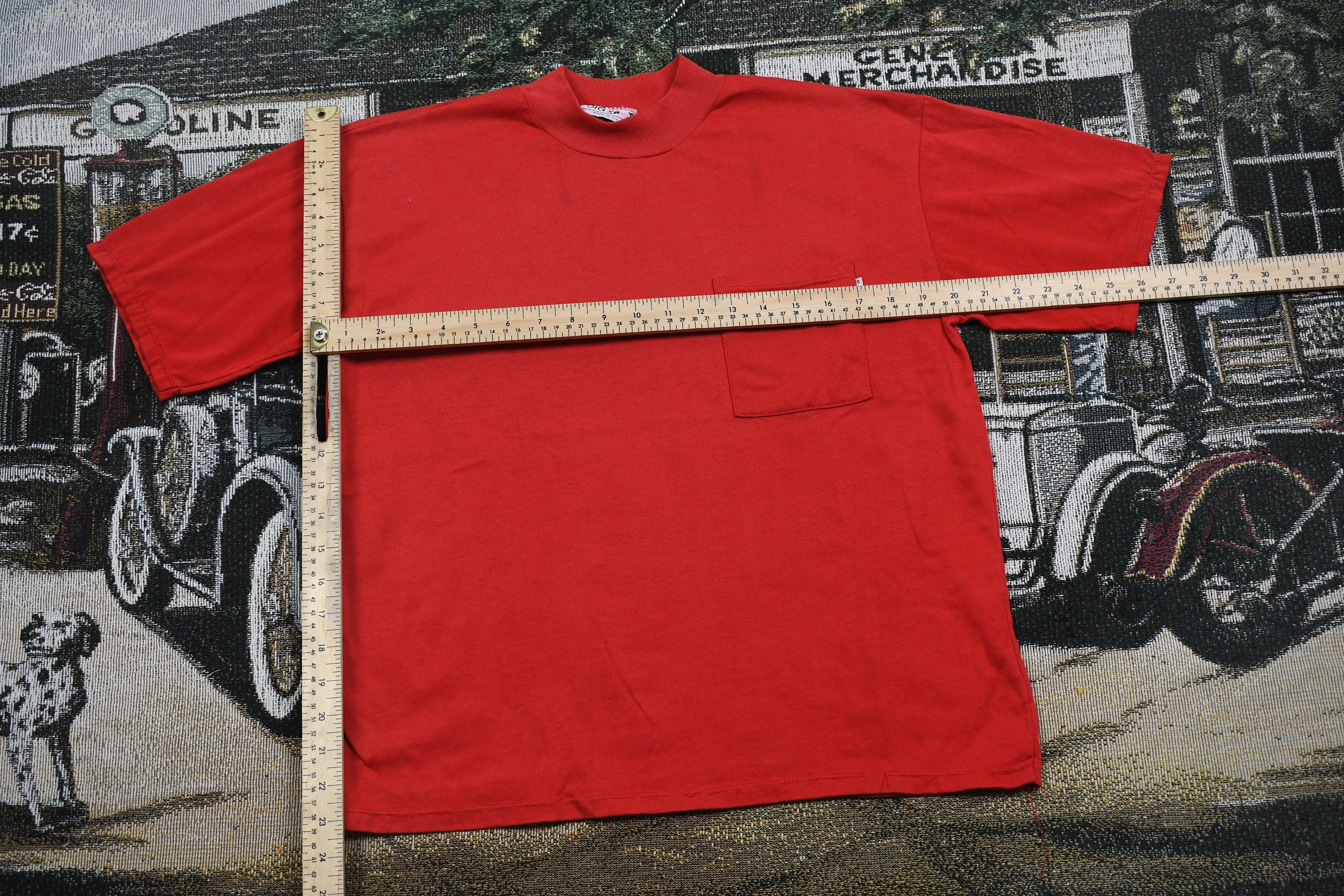 Vintage 1990s Big Shot Blank Red Pocket T Shirt