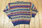 Vintage 1990s Tabi Knit Abstract Pattern Coogi Style Crewneck Sweater