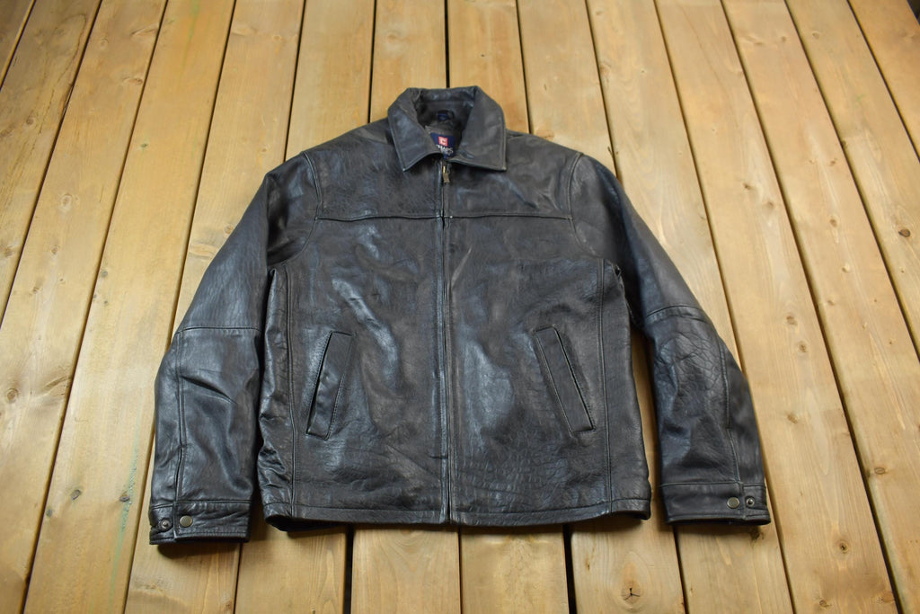Vintage 1990s Chaps Leather Zip Up Jacket