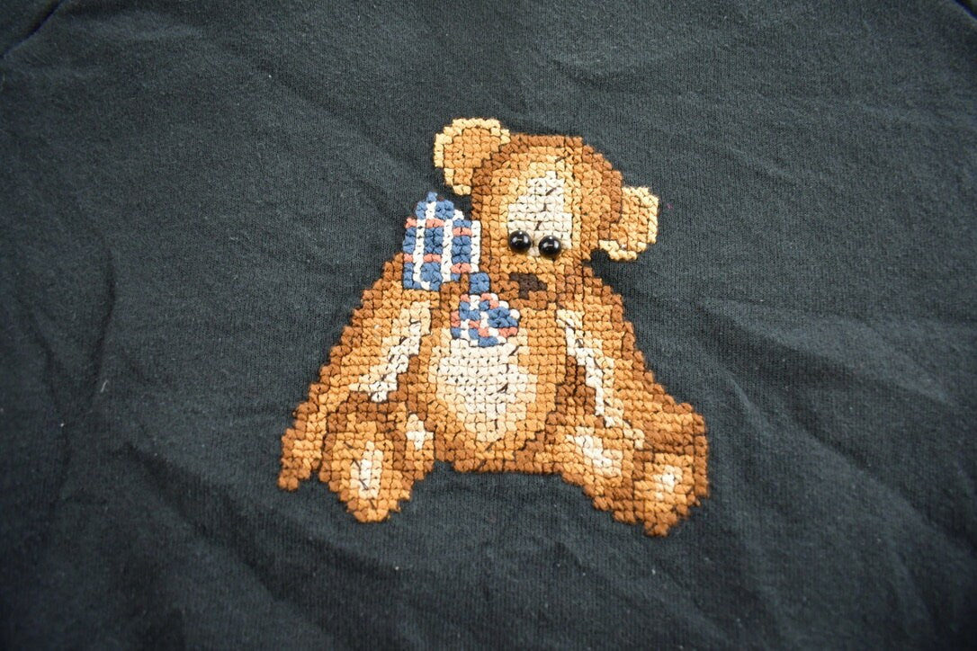 Vintage 1990s Fruit Of The Loom Teddy Bear Crewneck Sweatshirt Made In USA
