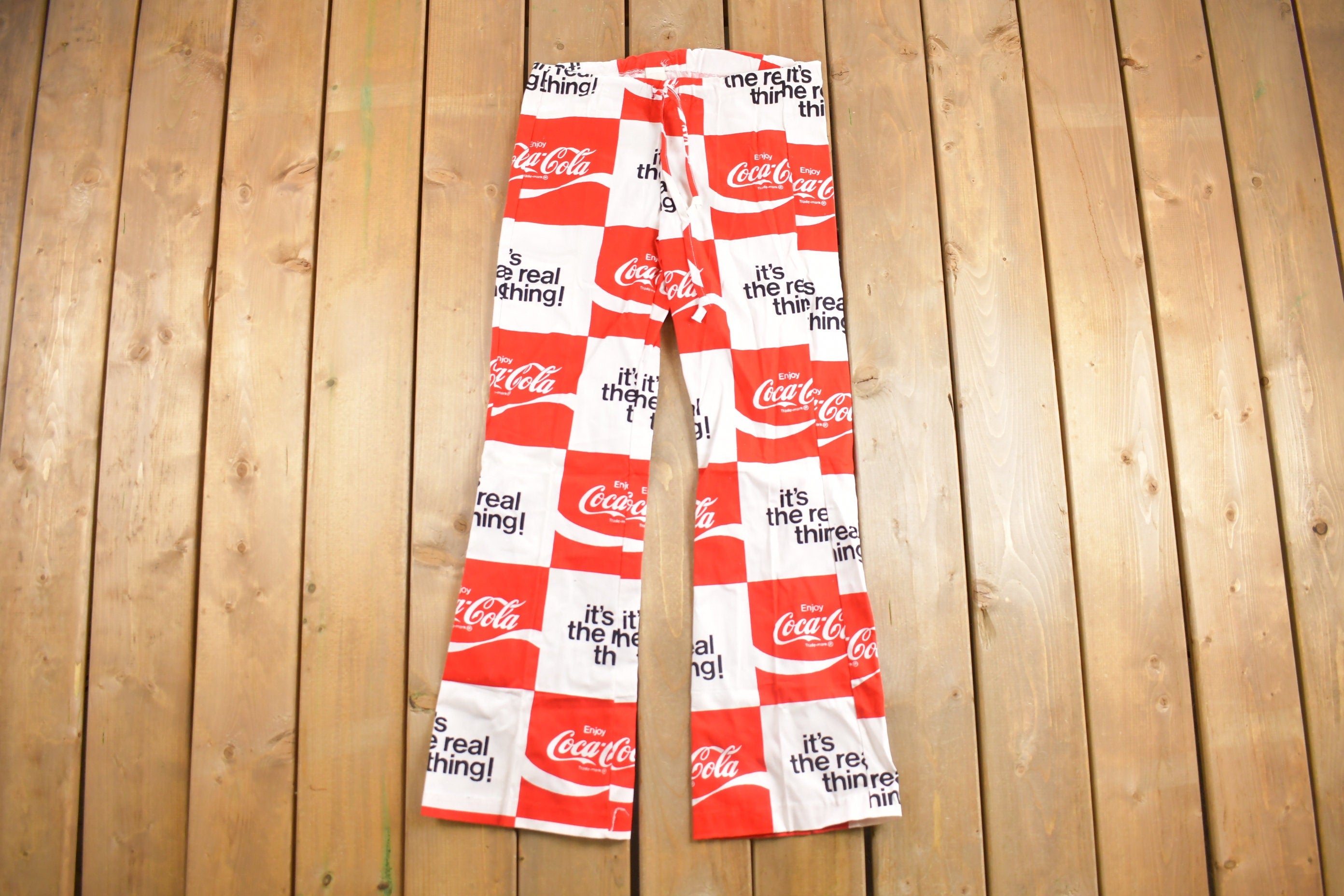 Deadstock Vintage 1970s Coca Cola Flared Trousers Size 32 x 31.5