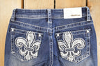 Vintage Deadstock Y2K Grace In LA Bedazzled Bootcut Low Rise Jeans Women's Size 26 x 31