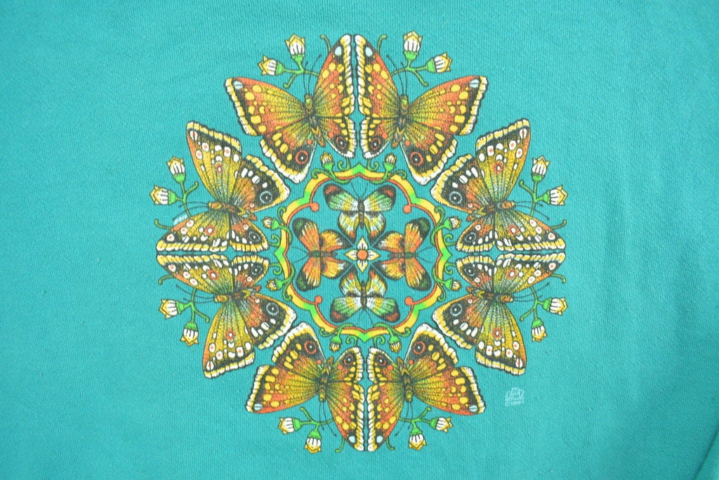 Vintage 1990s Abstract Butterfly Collared Sweatshirt